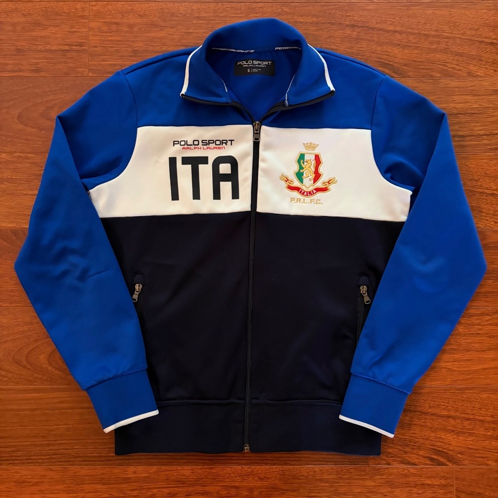 Polo Sport Ralph Lauren Italia Track Jacket Blue White Navy Performance Zip S